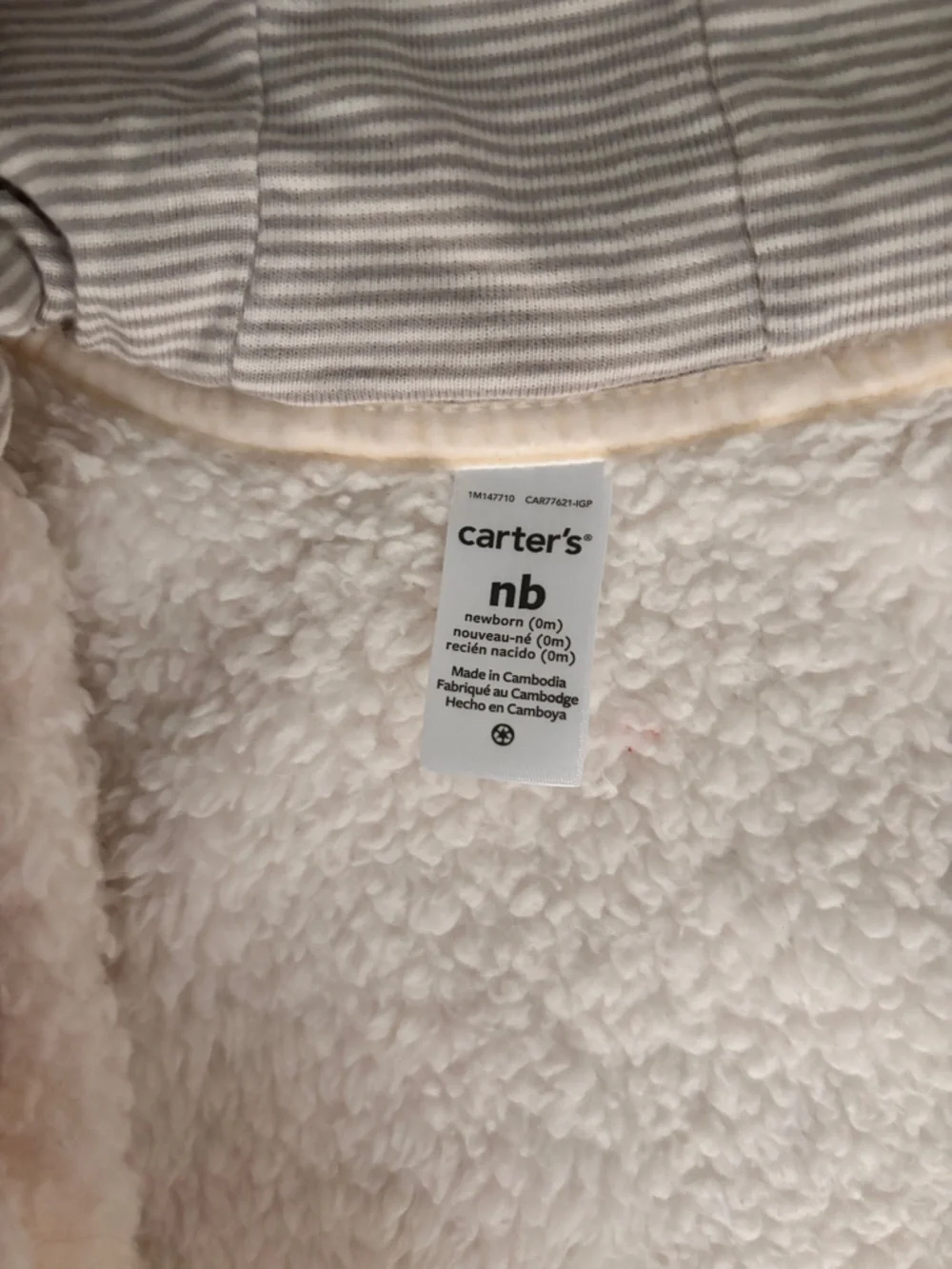 Carter's Cream Sherpa Footed One-Piece Romper - Picture 2 of 2